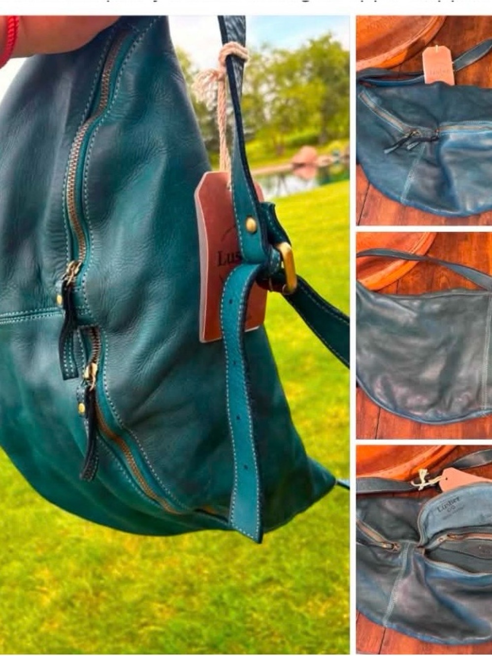 Lusher Teal Leather Shoulder Hobo Bag - Casual Everyday sling bag BNNU with tags